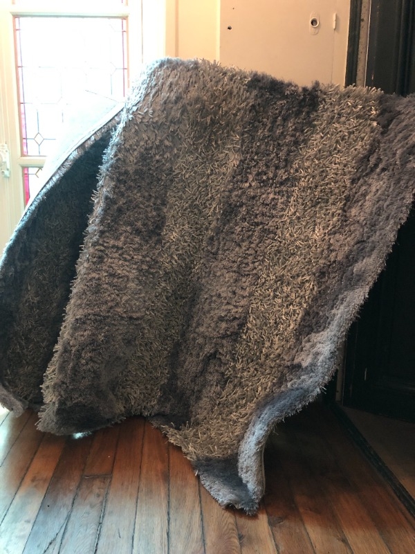 Tapis salon gris poils longs